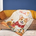 thumbnail image 4 of Happy Thanksgiving Corgi with Turkey Pumpkins Autumn Vibes Cozy Fleece Blanket Welsh Corgi Dog Lover Gifts Idea Warm Soft Throw Blanket - 12018, 4 of 5
