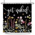 thumbnail image 6 of Mizhona Black Shower Curtain Colorful Floral Get Naked for Bathroom Waterproof Washable Modern Decor with Hooks 60"x72", 6 of 6