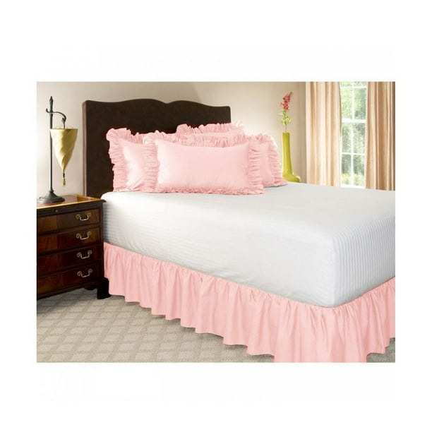 Solid Color Ruffled Bed Skirt, Classic Full Queen Bed Skirt Wrap Around