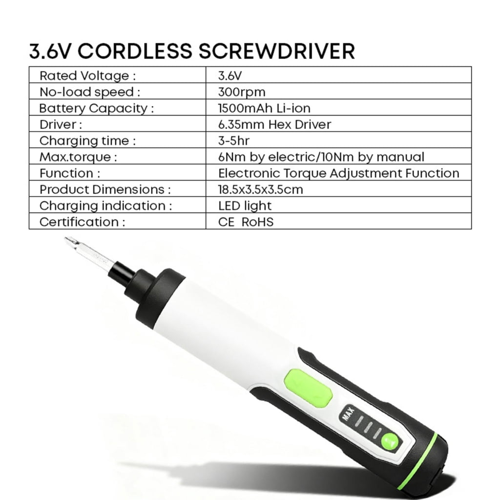 7829 Dependable Battery Powered Electric Screwdriver Set Includes 10 Bits And Extension Rod For Home Repairs