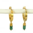 thumbnail image 3 of Emerald Green Huggie Earrings green gold, 3 of 5