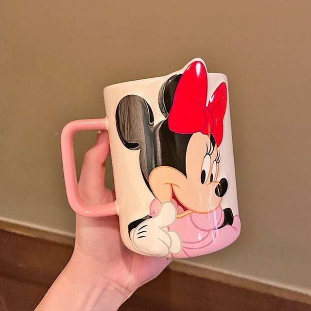 Tazas de Mickey Minnie Mouse Donaldduck con dibujos animados, bonitas, con asa, de cerámica, creativas, para café, taza de leche kawaii, regalos de dibujos animados