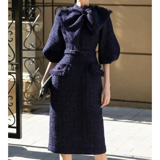 Navy blue tweed clearance dress