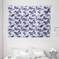 thumbnail image 1 of Retro Tapestry, Old Fashioned Butterfly Moth Forms Romance Flowers Essence Beauty Picture, Wall Hanging for Bedroom Living Room Dorm Decor, 80W X 60L Inches, Violet Black Baby Blue, by Ambesonne, 1 of 2