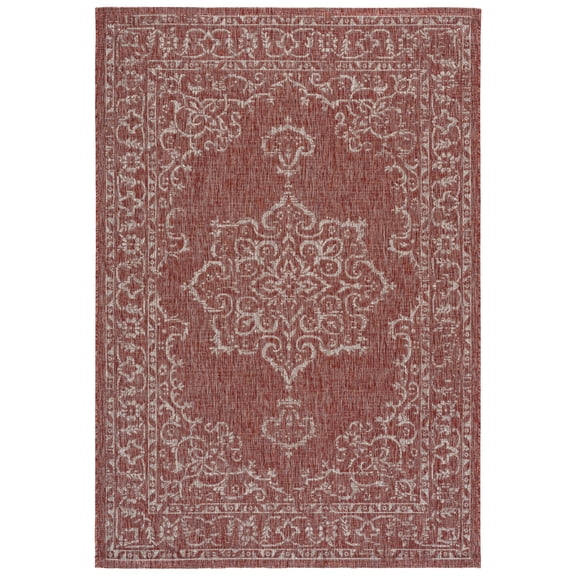 SAFAVIEH Courtyard Clodagh Medallion Indoor/Outdoor Area Rug, Terracotta/Beige, 5'3" x 7'7"