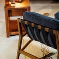 thumbnail image 4 of Grain Wood Furniture Solid Wood Mid Century Lounge Chair with Indigo Blue Cushions, 4 of 6
