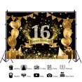 thumbnail image 2 of 7x5ft,Gold 16th Birthday Backdrop,Happy Birthday Photography Background,Balloon Photo Backdrops for Party Decorations Birthday Banner, 2 of 4