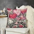 thumbnail image 2 of SHANXI Decorative Pink Love Hearts Pillowcase, Grey Buffalo Plaid Check Wedding 12x12in, 2 of 5