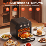 Toaster Oven Air Fryer Combo, 1300W 5 in 1 Convection Oven Countertop, Air Fry, Toast, Bake, Roast and Warm Options, 15QT Capacity, Easy to Clean
