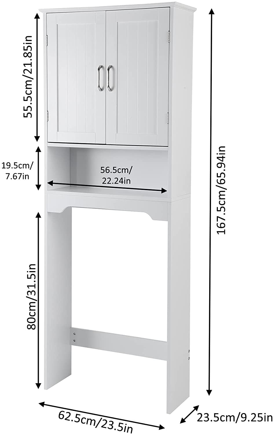 Sobaniilo Over The Toilet Storage Cabinet for Bathroom, Storage Organizer  Over Toilet, Space Saver with Tempered Glass Doors, White