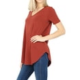 thumbnail image 4 of Zenana Women's Short Sleeve V Neck Relaxed Fit Casual Round Hem Tee Shirt Top, 4 of 4