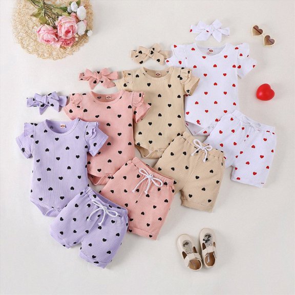 12-18 Months Toddler Baby Girls Newborn Outfits Romper Pants Cute Bow Headband Hat Sets For Baby Girls 6-12 Months 12-24 Months 2T 3T 4T 5T 6T 7T Set Girls White Tracksuit