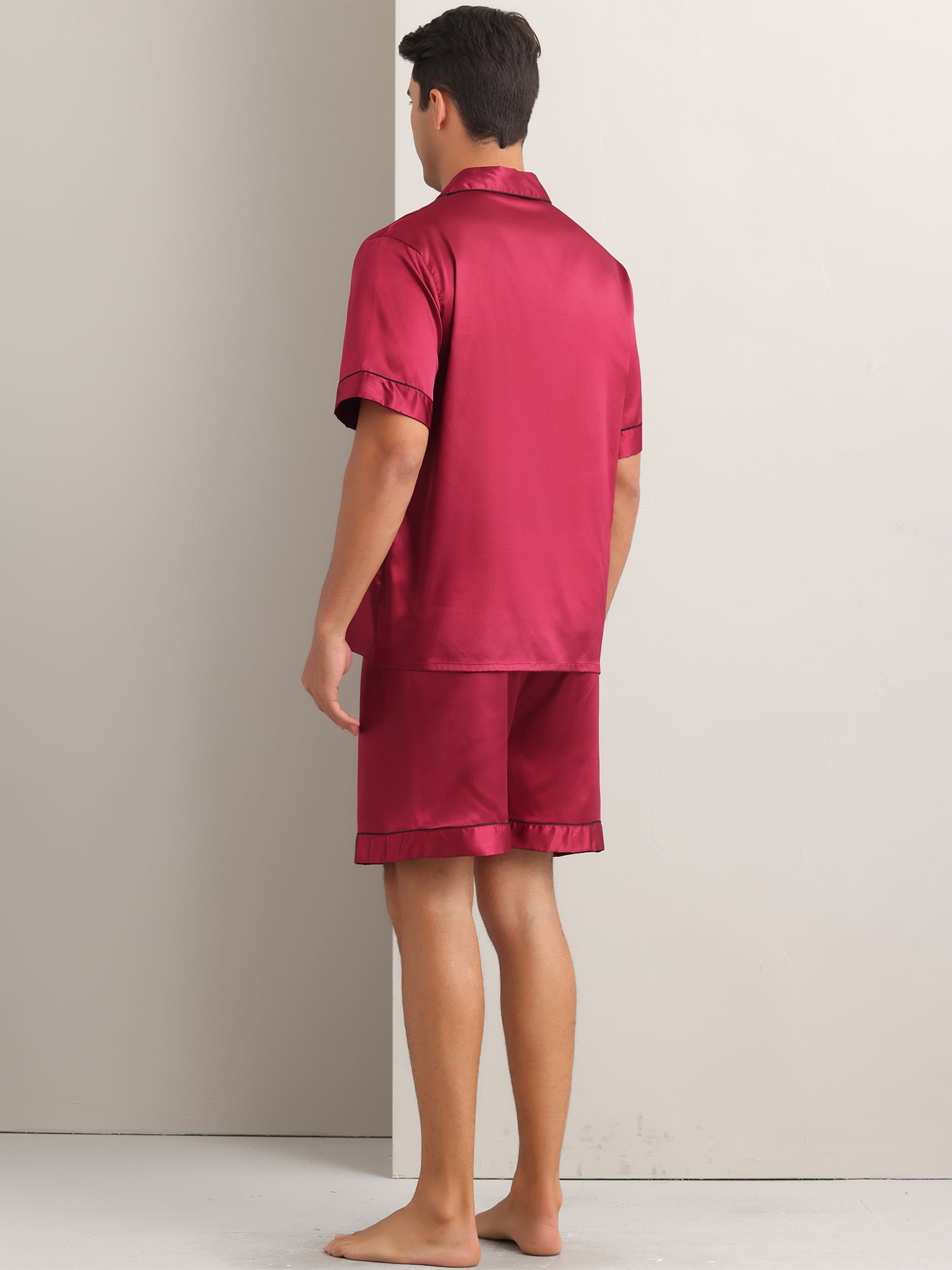 DARING DIVA Men's 2-Piece Short Sleeve Sleepwear Loungewear Pajama L Red