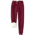 thumbnail image 1 of Pantalones deportivos Prolriy para mujer, con forro cálido, deportivos, de cintura alta, con forro polar, largos y gruesos de invierno para exteriores, color rosa intenso, talla S, 1 of 5