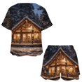 thumbnail image 3 of Christmas Snowman Snow House Women's Ruffle Short Sleeve Tops And Shorts Cute Peeps Bunny Pajamas Sets, 3 of 7