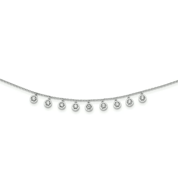 Primal Silver Sterling Silver Cubic Zirconia Circle Dangles 18-inch Necklace