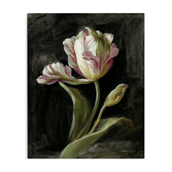 Stupell Industries Tulip on Black Plants & Flowers Painting Wrapped Canvas Art Print Wall Art, 16 x 20