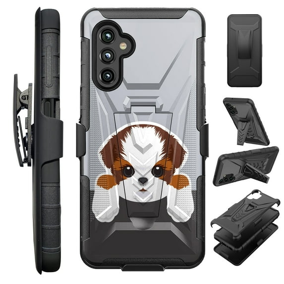 Compatible with Samsung Galaxy A14 5G; Hybrid Luxguard Holster Phone Case Cover (Cute Doge Shih Tzu)