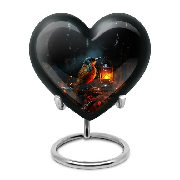 A Beacon of Hope in the Bird's Resilient Gaze -Urns Heart- Heart Mini Urn for Adult Female Memories - Petite Keepsake for Elegant Remembrance - Heart Urn - Memorial Gifts - 3 Inch, 1 Pc