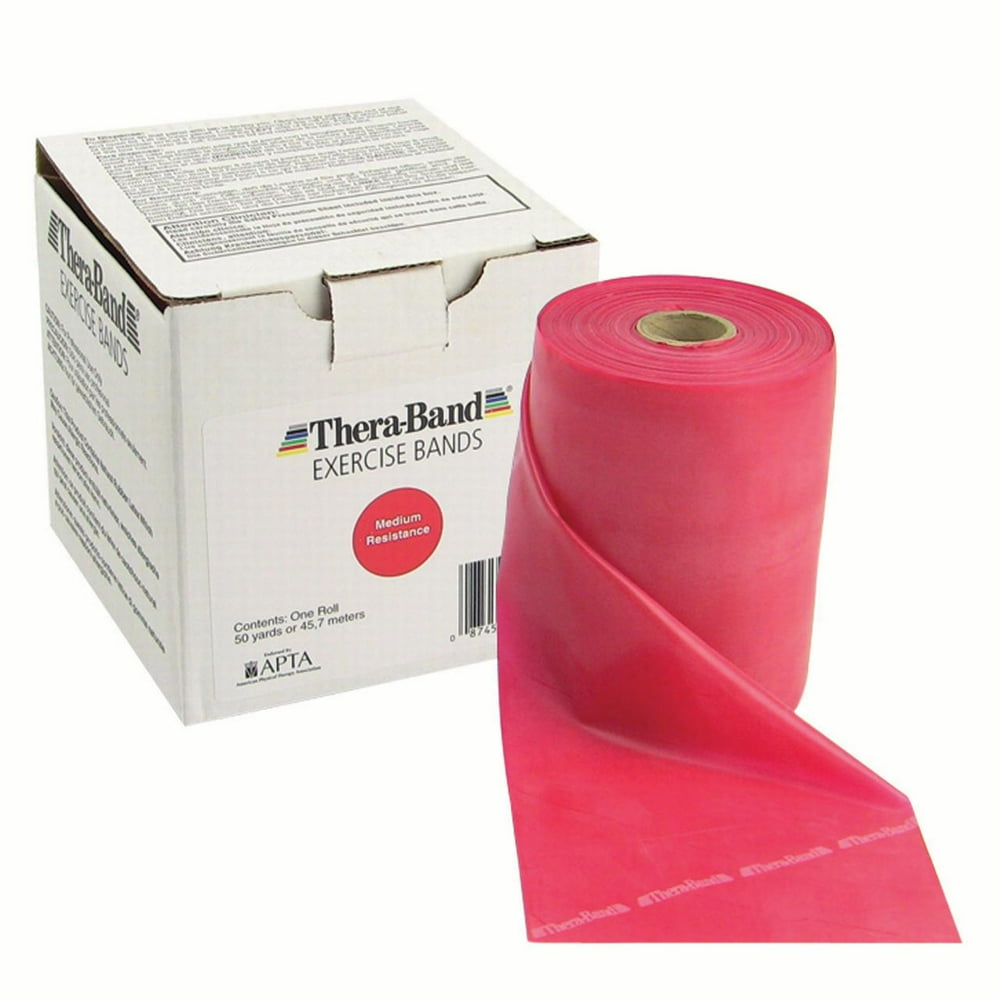 TheraBand Professional Latex Resistance Bands, 50 Yard Roll, Red