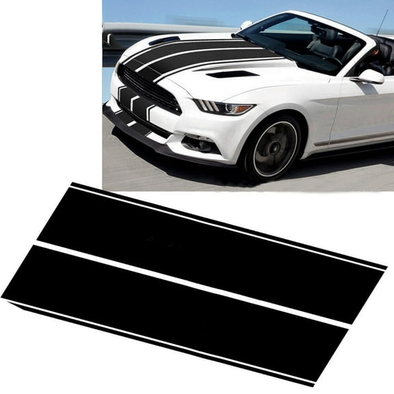 78.7'' Black Hood Roof Rally Racing Stripe Decal Vinyl Sticker Universal