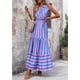 thumbnail image 5 of Vestido PRETTYGARDEN Maxi Azul y Rosa sin Mangas con Hombro Descubierto Talla M, 5 of 7