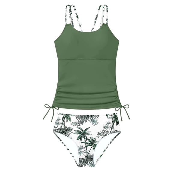 Bobifish Big Girls Swimsuit Set Printed Bikini Beachwear With Shorts Two Piece Summer Holiday Children Girls Swimwear Set