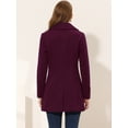 thumbnail image 4 of INSPIRE CHIC Women's Elegant Notched Lapel Button Single Breasted Winter Coat Purplish Red M, 4 of 5