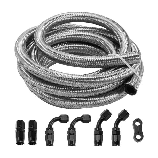 Kit de línea de combustible AN-8 de Unique Bargains, manguera de vacío de 10 pies, manguera de combustible automotriz con adaptadores, 1 juego