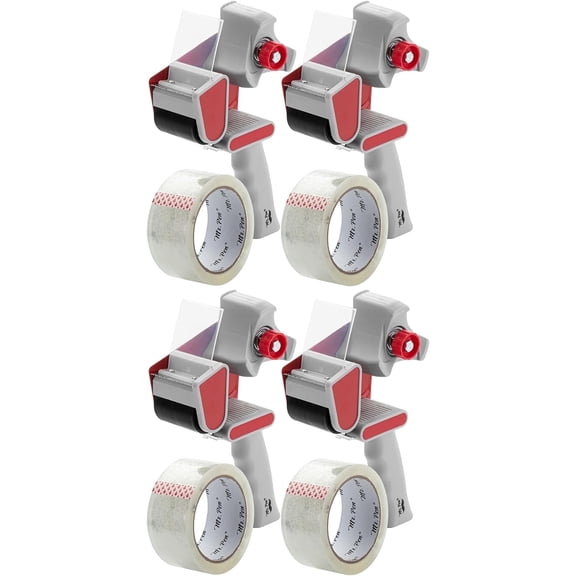 Mr. Pen- Packing Tape Dispenser Gun 2-Inch, 4 Pack with 4 Rolls Tape, Heavy Duty Packing Tape with Dispenser, Packaging Tape
