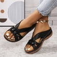 thumbnail image 4 of Ruyang Womens Wedge Sandals Leather: Dressy Sandal, Rubber Sole, Comfortable Walking, Casual Slip on Summer Shoes, Size 6-9.5, 4 of 7