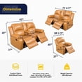 thumbnail image 4 of Pemberly Row Contemporary 3-Pieces Recliner PU Sofa Set in Ginger, 4 of 7