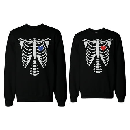 Skeleton Couple Sweatshirts Halloween Sweaters Fleece for Horror Night