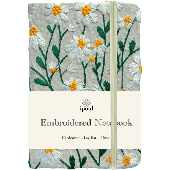 ipoul Pocket Journal, Small Notebook, A6 Sketchbook, 4x6, Hardcover, Lay Flat, Beautiful Journal, Daisy Gifts for Women, White