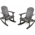 thumbnail image 1 of Noble House Malibu Wood Adirondack Rocking Chair in Dark Grey (Set of 2), 1 of 23
