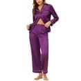 thumbnail image 2 of Unique Bargains Women's Pajama Loungewear Long Sleeves Tops and Pants Satin Sleepwear Sets, 2 of 4