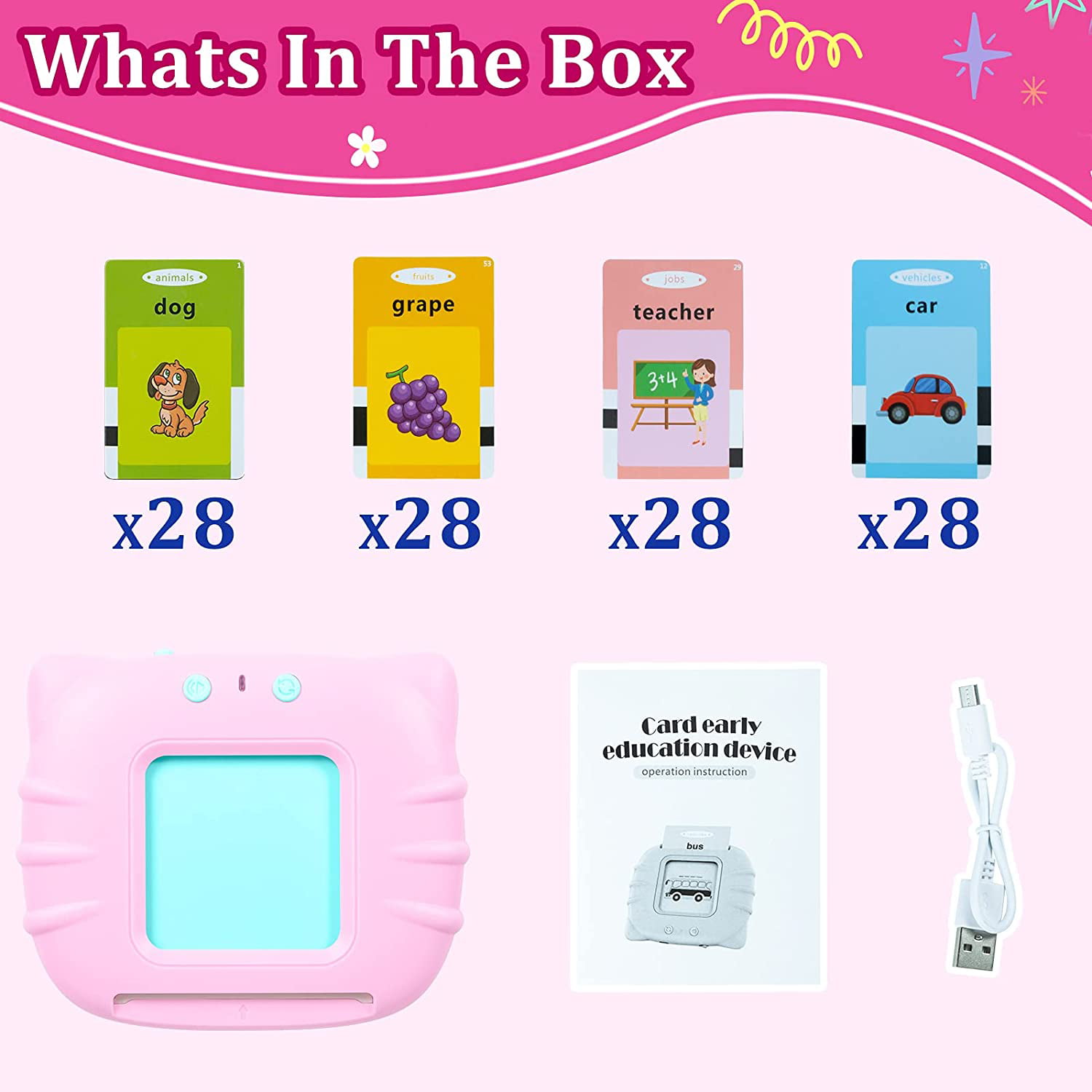  MOFGDNI Educational Toys for 2 3 4 Years Old 224 Talking Baby  Flash Cards, Learning Resource Electronic Interactive Toys for 2-4 Year Old  Boys Girls Toddlers Kids Birthday Gifts Ages 2 3 4 5 : Toys & Games