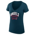 thumbnail image 2 of Women's G-III 4Her by Carl Banks Navy Los Angeles Angels Super-Slim Fit Lightweight Filigree Team V-Neck T-Shirt, 2 of 3