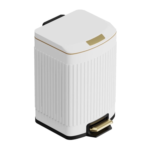 KSSKSS Small Bathroom Step Trash Can with Removable Inner Bucket 2.6 Gallon/10L Stainless Steel Wide Open Garbage Bin with Soft Close Lid for Bedroom,Bathroom(White)