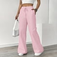 thumbnail image 2 of Zynoxe Wide Leg Pants for Women Fashion Striped Elastic Waisted Drawstring Palazzo Pants with Pockets Loose Fit Lounge Pants Women for Daily Wear Pink S, 2 of 5