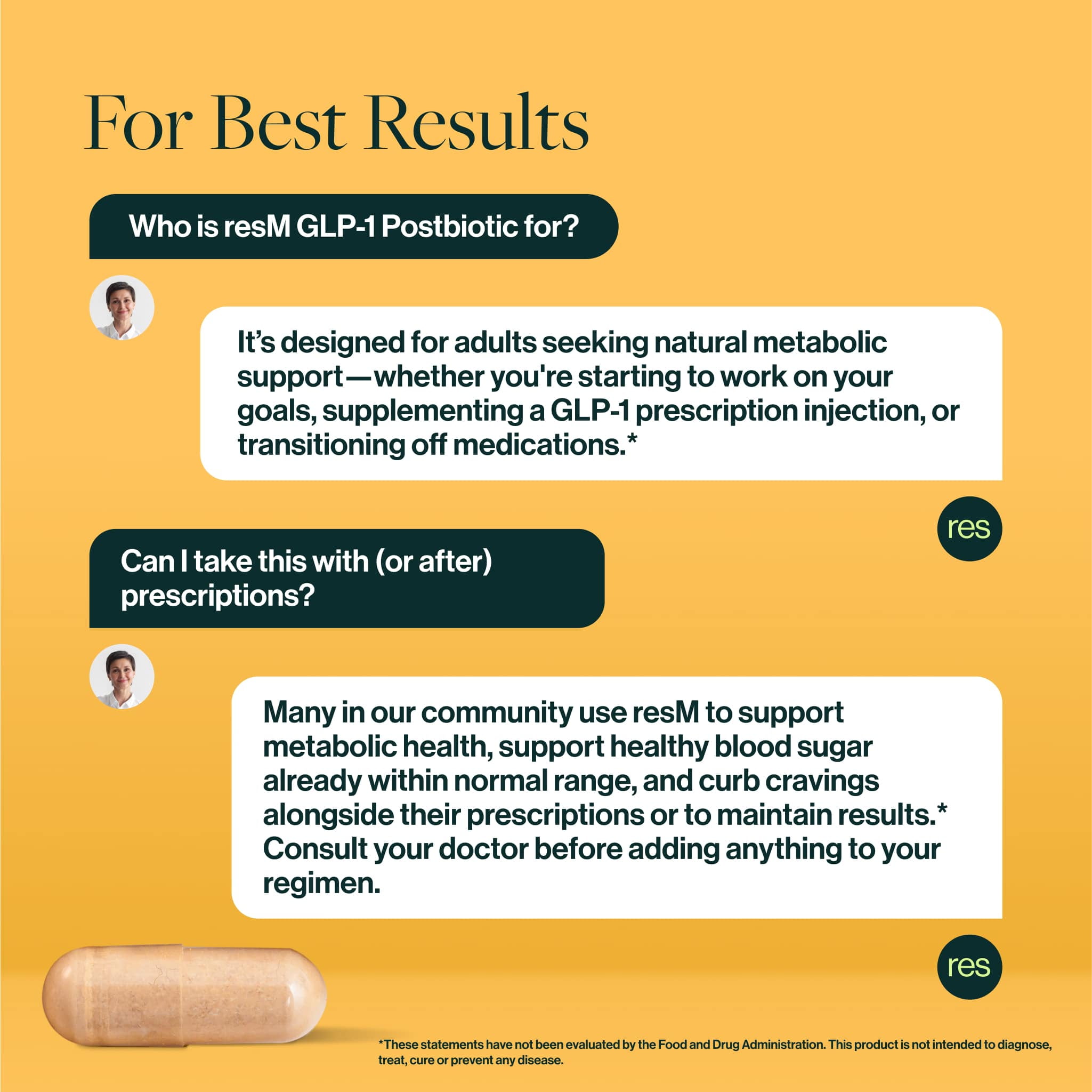 Resbiotic resM Heat-Treated Probiotic Supplement for Metabolism & Gut  Health, 30 Capsules