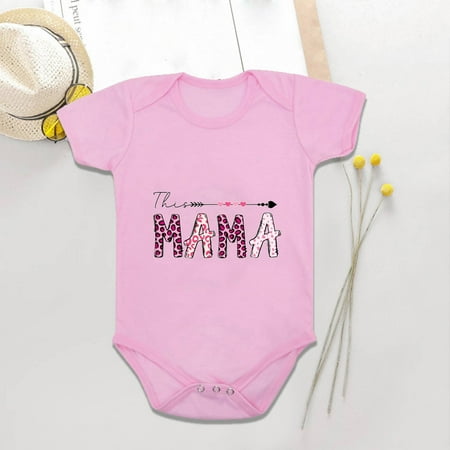 

Miluxas Clearance Mother s Day Toddler Baby Boys Girl Print Short Sleeve Romper Jumpsuit Pink 12-18Months