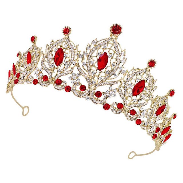 Bridal Wedding Party Headpiece Red Zinc Alloy Crown Shape Sparkly Hairband Elegant Look 1Pcs
