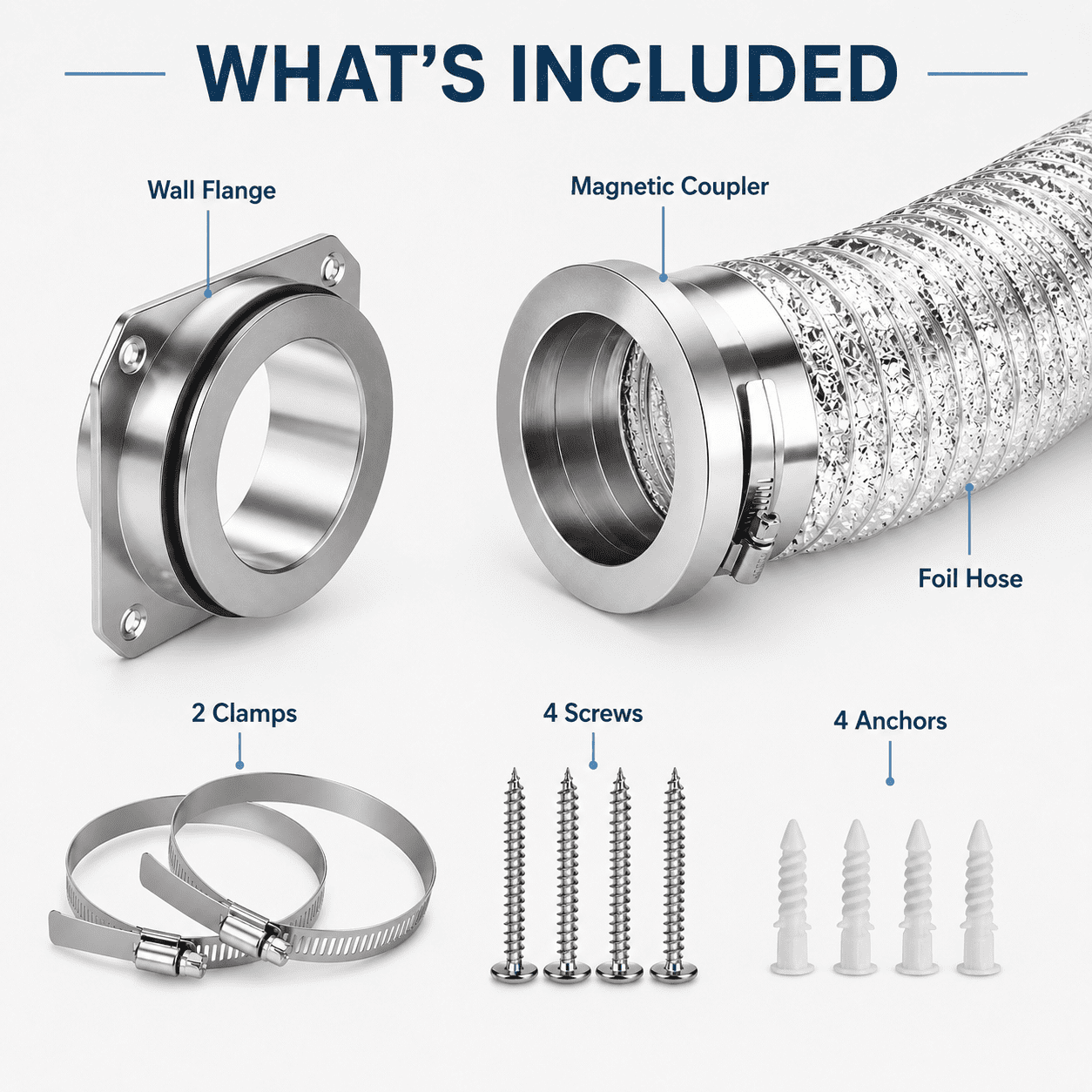 magnetic dryer vent connector kit for Laundry Room Appliances, Attach to dryer vent hose, Compatible with dryer vent cleaner kit