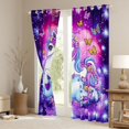 thumbnail image 3 of jejeloiu Magic Animal Unicorn Black Out Curtains,Multicolor Flowers Floral Curtains Pack of 2 (42x63 Each),Purple Galaxy Stars Bedroom Curtains For Girl,Breathable Home Decor, 3 of 6
