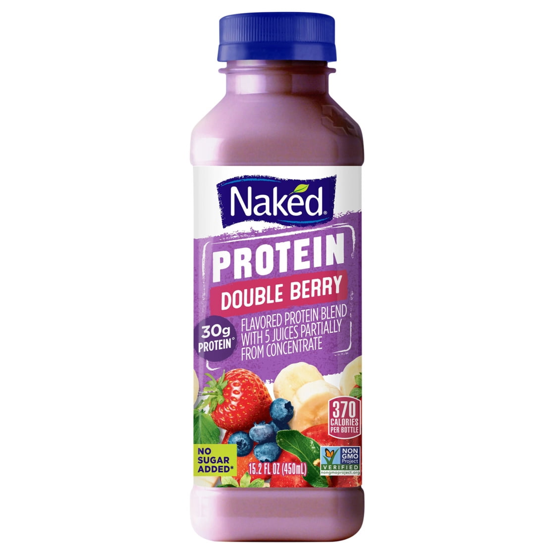 (2 pack) Naked Juice Protein Double Berry Fruit Flavored Juice Smoothie Blend, 15.2 fl oz