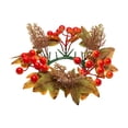 thumbnail image 4 of Clearance Sale! Halloween Fall Wreath Candle Ring, Artificial Maple and Pumpkin Decor with Berries, Gothic Farmhouse Table Accent, 4 of 5