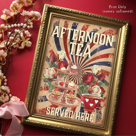 POSTER Retro Afternoon Tea Poster Tea Party Wall Art Picture Party Poster british cake Poster-UNFRAMED
