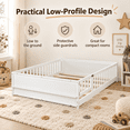 thumbnail image 5 of Miniyam Full Size Kids Floor Bed with Guardrails, Door and Book Storage, White, 5 of 7