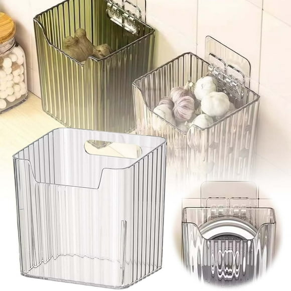 Boreal Craft Meal Prep Glass Kitchen Garlic Onion Transparent Storage Small Items Non Drilling Wall Mounted Storage Kitchen Shelf Organizer